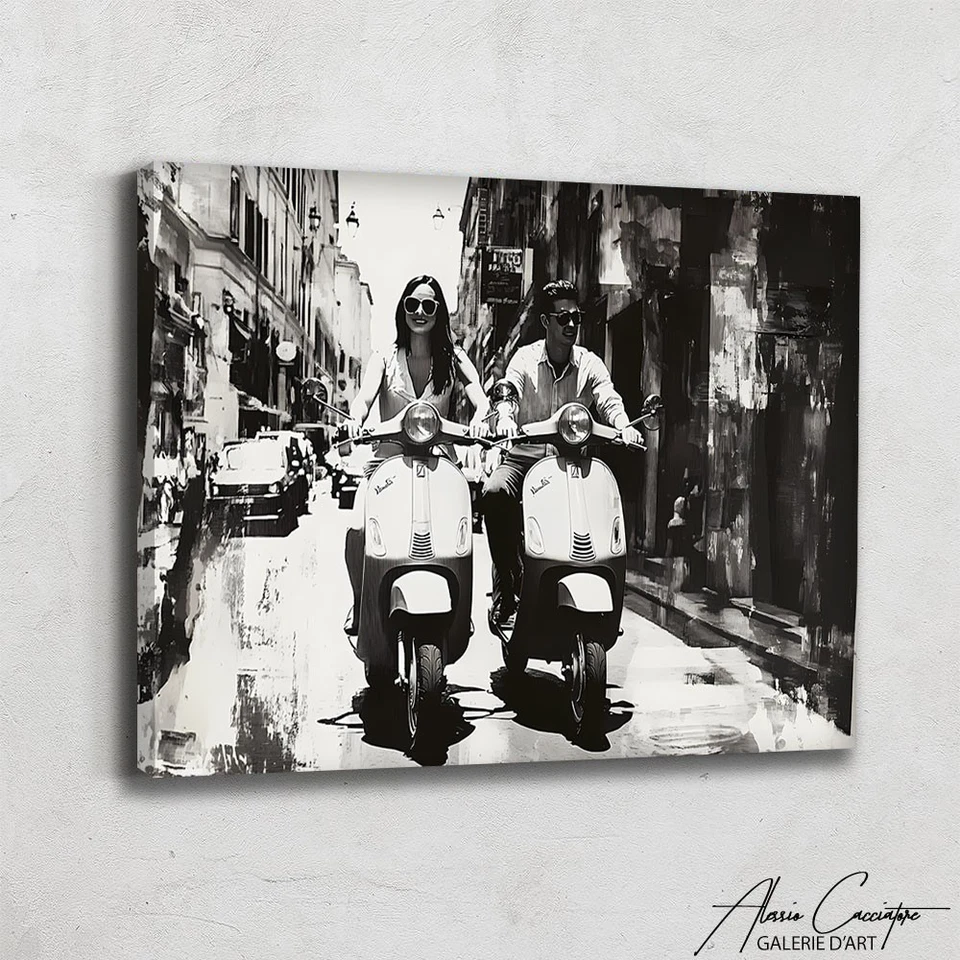 Vespa Wall Art Framed Print Black and White Italian Art Print Vintage Vespa Deco - Image 2 of 4