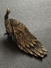 Pfau aus Messing | Pfauenrad geschlossen | Tierfigur Deko