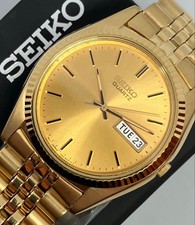 slim fit dress slacks Seiko SGF206 Men's Dress Yellow Gold Plated Stainless Steel Watch