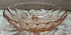 VTG Indiana Glass Large Pink Footed Harvest Fruit Grapes Oval Ribbed Bowl 12" L