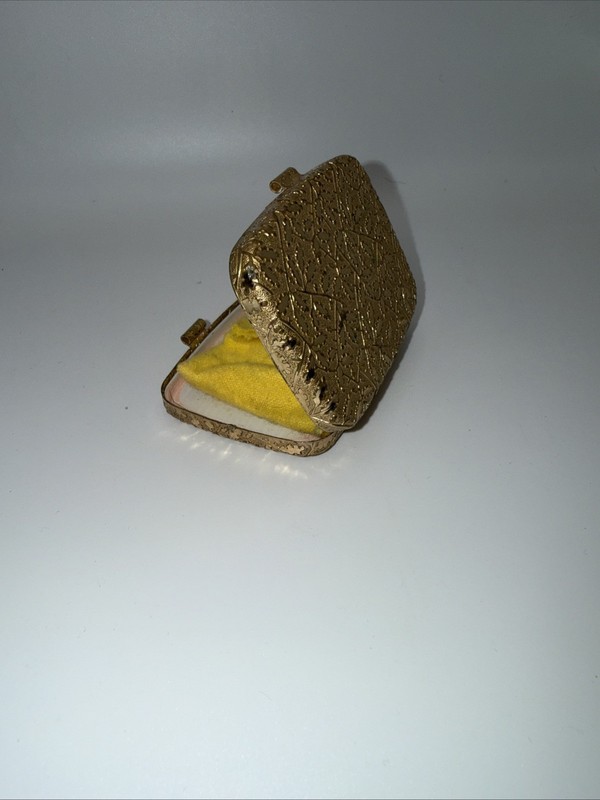 Vintage Revlon Love Pat 0678 Gold Miniature Powder Purse Makeup Case