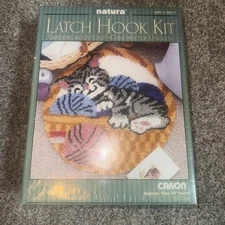 NATURA Antique CAT NAP  Latch Hook Rug Kit 24” round NEW National Yarn Craft