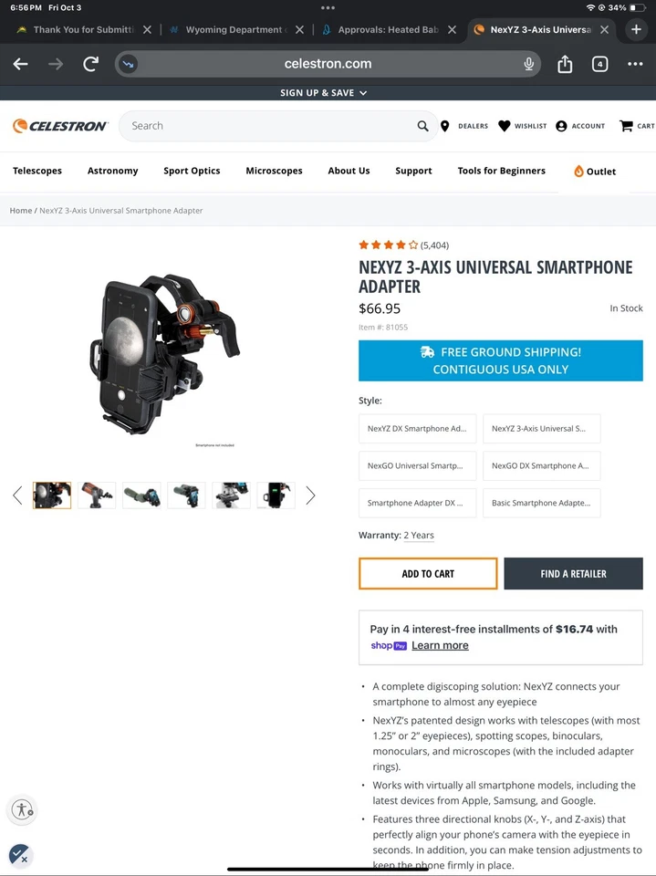 Celestron NexStar 8 SE Computerized Telescope With Deluxe Accessory Kit - Image 3 of 4