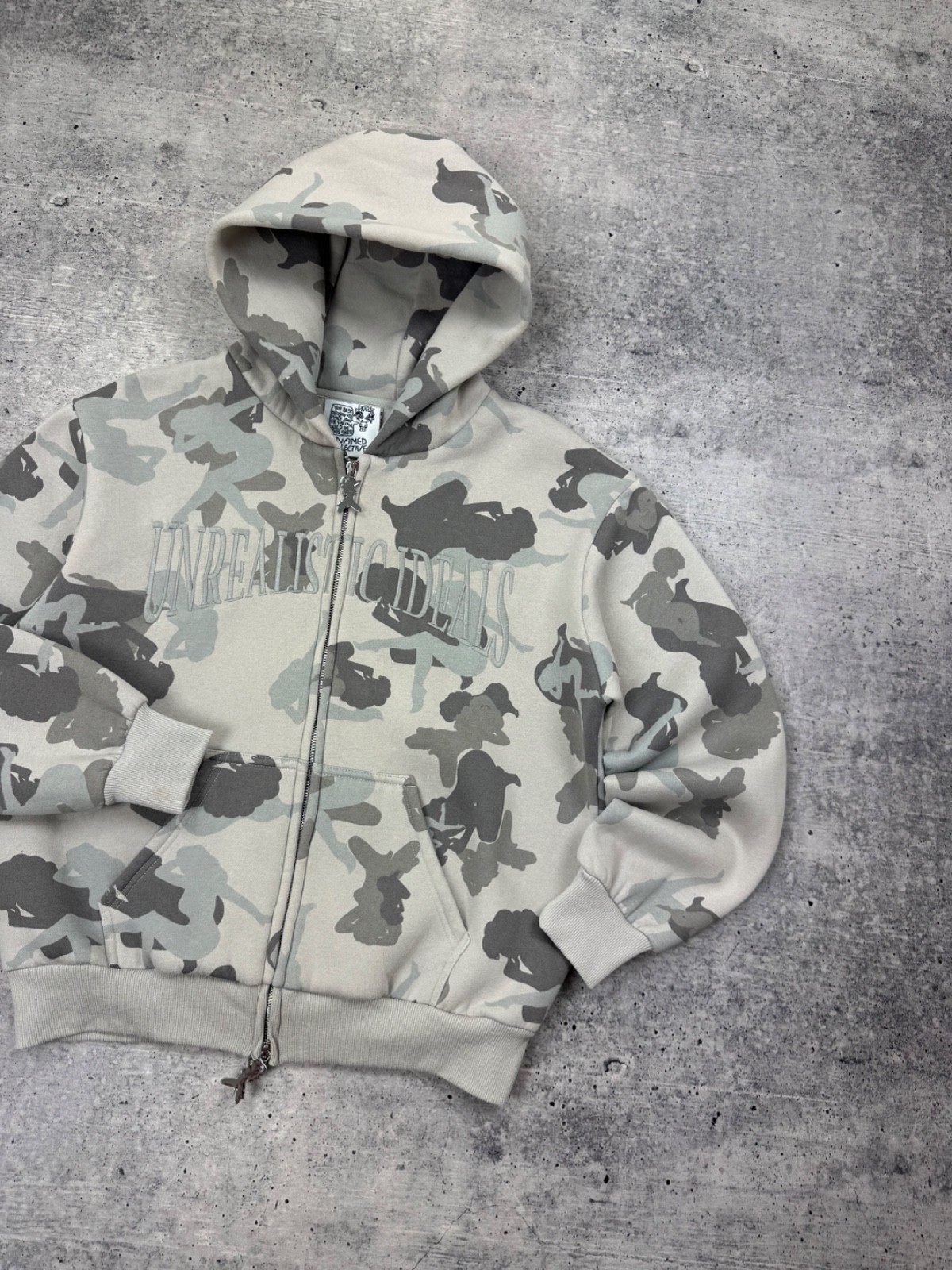 Named Collective Unrealistic Ideals Camo Girls Grey Zip Up Hoodie Zipper XS-S image 3