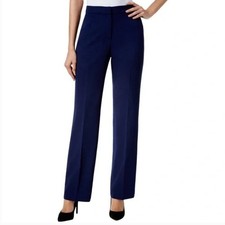 Kasper Kate Classic Fit Dress Pants Lined Straight Leg Navy Blue Slacks Womens 8