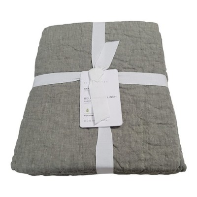 NEW Pottery Barn Belgian Flax Linen Hand Stitch Standard Shams (2) Green 26x20