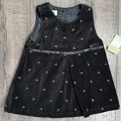 Baby Girl Clothes New Vintage Oshkosh 12 Month Christmas Black Rose Bud Jumper