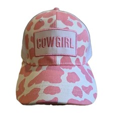 "CowGirl" ball Cap Hat Womens Adjustable Pink/White Mesh Strapback