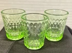 3 Vintage Uranium  Federal shot glasses  Dimpled Pattern Or Thumb Print Pattern