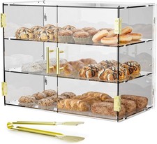 3 Tiers Clear Acrylic Counter Top Bakery Display Case 3 Tiers, Transparent 