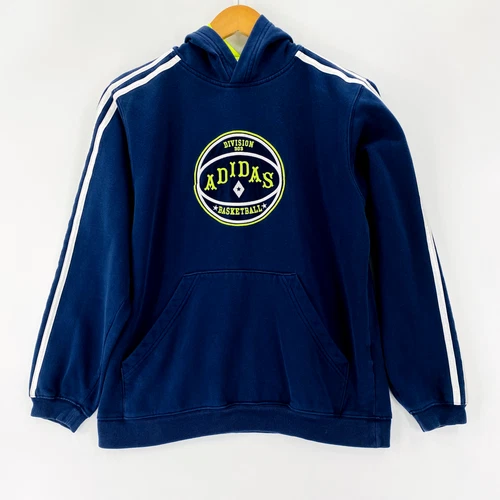 Adidas Hooded Sweatshirt Youth Size L Blue Basketball Graphic Division 303 - Picture 2 of 10