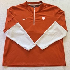 Nike Dri-Fit 1/4 Zip Orange Pullover NCAA Clemson Tigers College Men's Size 3XL