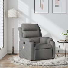 Massage Recliner Chair Dark Grey Fabric 100 polyester , Wood, Metal
