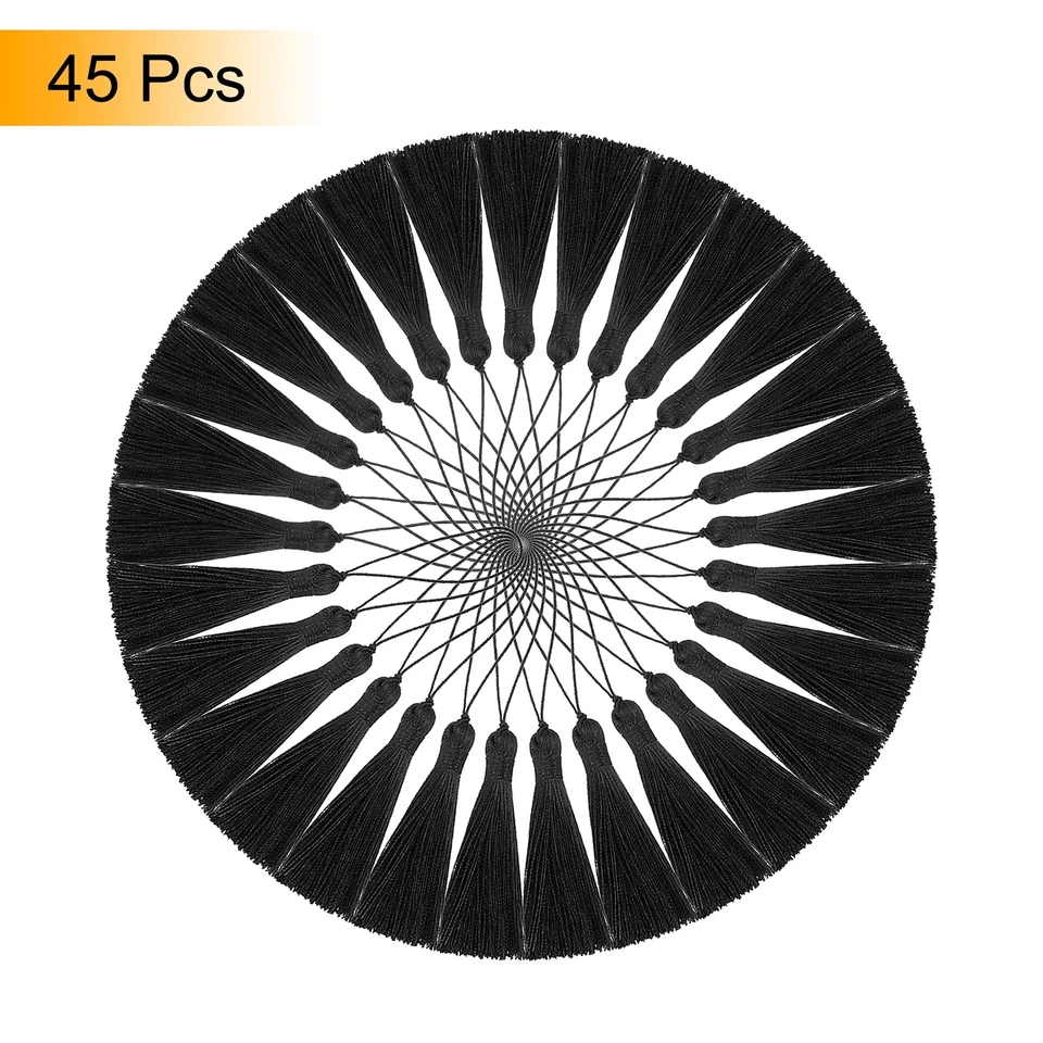 45 piezas mini borlas sedosas para marcadores hechas a mano hilo suave borlas artesanales negras Foto 3 de 4