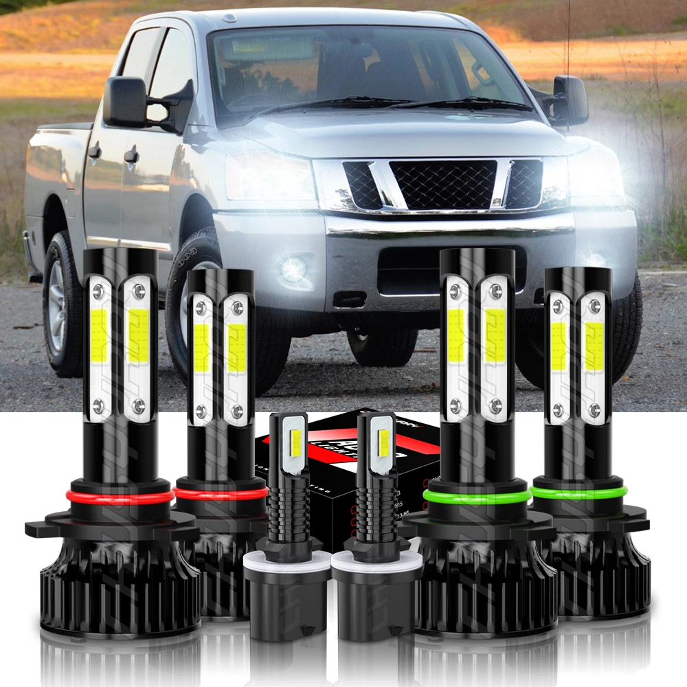 For Nissan Titan 2004-2015 6X Combo LED Headlight Hi/Lo Beam Fog Light Bulbs Kit
