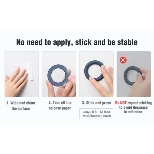 Mount Magnetic Ring Holder Wall Wall Phone Holder for iPhone 14 13 12/MagSafe - Photo 7 sur 16