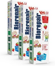 Biorepair Kids Toothpaste 3x50ml  Age 0  6,Strawberry, Fluoride-Free, Cavity Safe