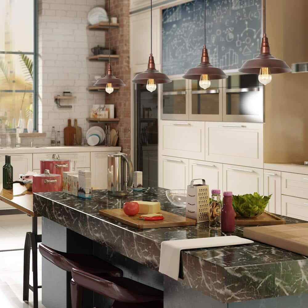 LNC 1-Light Bronze Rustic Industrial Chandelier Barn Light Pendant Ceiling Light