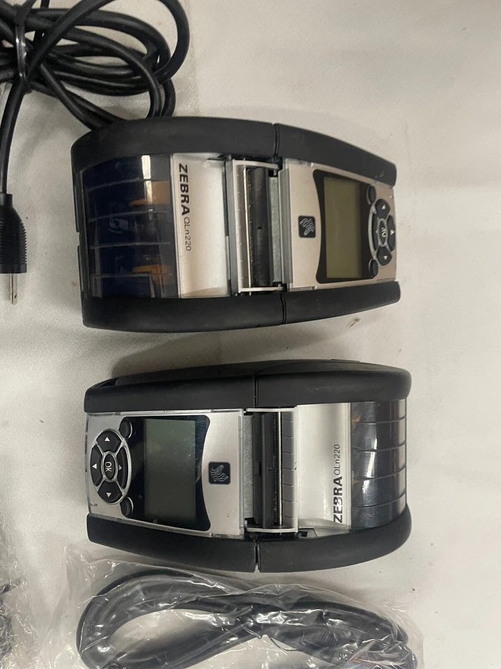 lot of two Zebra printers QLN220 with batteries and power supplies working test - Image 3 of 4