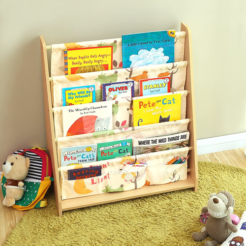 Libreria Scaffale 4 Livelli Ripiani per Bambini in Tessuto per Libri Giocattoli - Foto 3 di 8