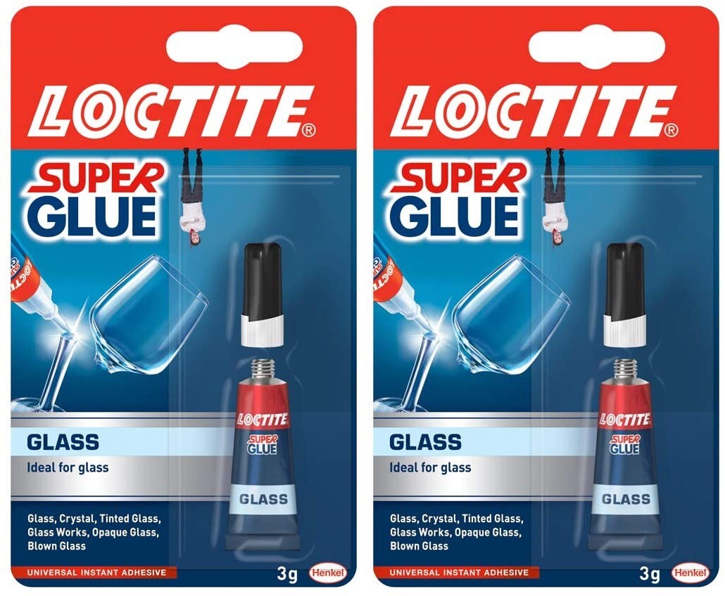 2x Loctite Super Glue Glass Instant Strong Bonding Adhesive 3g - Clear