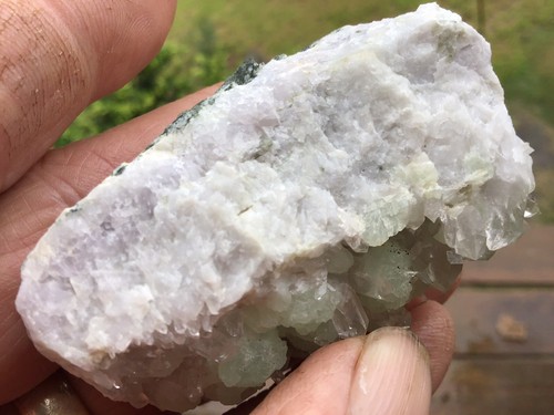 Apple Green Prehnite On Quartz with Babingtonite - Picture 11 of 12