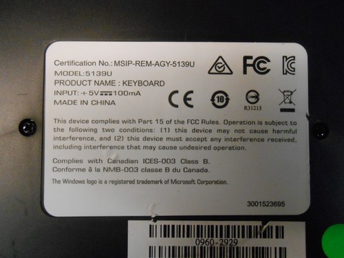 Agilent Technologies 0960-2929 Mini USB Keyboard AGY-5139U - Picture 3 of 3