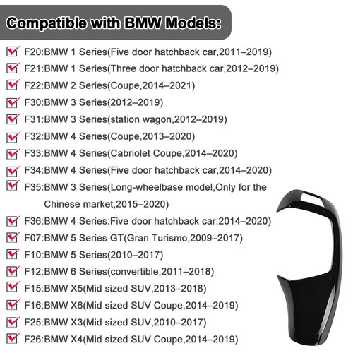 Gear Shift Knob Cover for BMW F20 F21 F22 F30 F31 F32 F33 F34 F35 F36 F07 Black - Picture 3 of 10