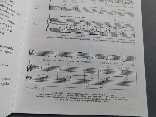 Dirait-On - 1994 sheet music - SATB Vocal in French & Piano - Lauridsen / Rilke - 第 3/5 張圖片