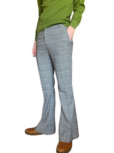 Mens FLARES Prince of Wales Checked 