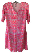 Lulu-B NEW Beautiful Dress in Pink White Circle Print 3/4 Sleeves Size Small