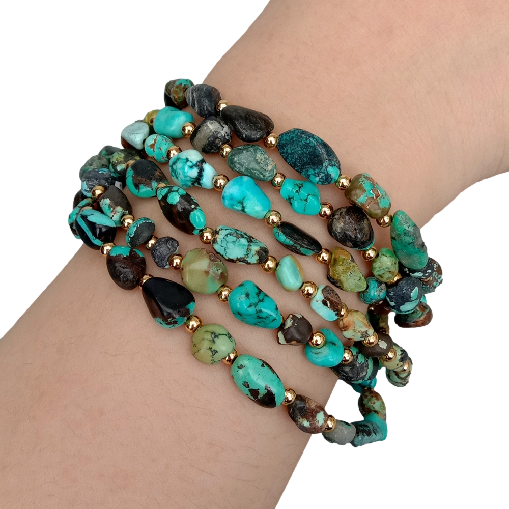 3 Rows Natural Green Turquoise Shape Multi Strands Bracelet 3 Rows Natural Green Turquoise Shape Multi Strands Bracelet