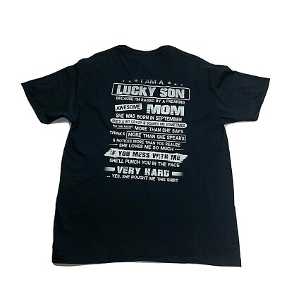 I am a Lucky Son with a Mom Born in September  Large T-shirt Black