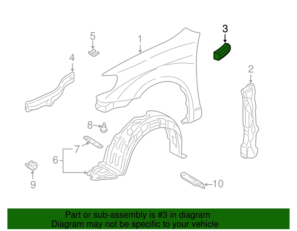 2003-2008 Genuine GM Pontiac Vibe Front Left Fender Seal 88970771 - Image 3 of 4