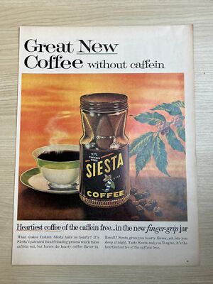 Siesta Coffee Caffein Free Instant 1962 Vintage Print Ad Life Magazine