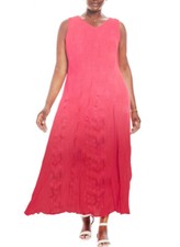 Woman Within PINK Ombre Sleeveless V-Neck Crinkle Maxi Dress 18 ~ 32 petite new