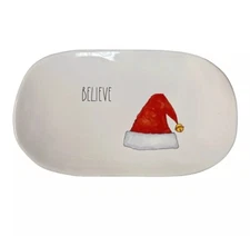 Rae Dunn "BELIEVE" Santa Hat Platter Dish 15x8