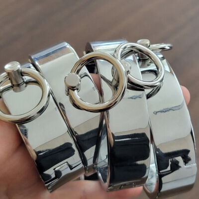 Metall Edelstahl Bondage Handschellen Fußfesseln Neck Kragen Sklave Restraints