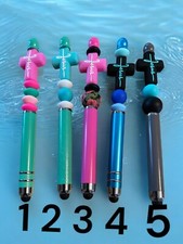Colorful Beaded Stylus Pens 2 In 1 Religious Theme