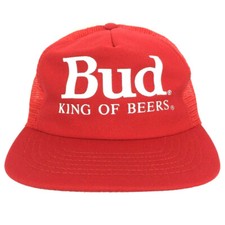 Vtg Bud King Of Beers Hat Budweiser Logo Foam USA Snap Back Trucker Baseball Cap