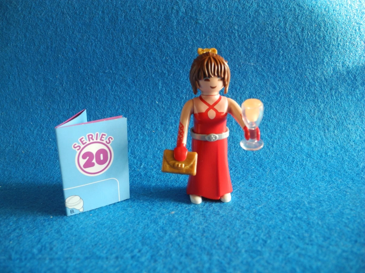 Playmobil Series 20 Girls 70149Lady in red clutch red carpet glas Gala Mujer