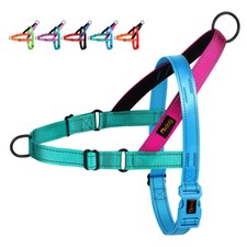 Chaleco reflectante ajustable con clip frontal para mascotas arnés de nailon sin tirar para perros con asa
