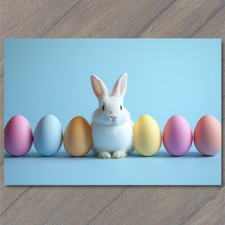 Stampa artistica coniglietto bambino pastello uova di Pasqua minimalista carino stravagante coniglio primaverile
