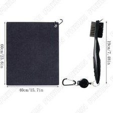 Double-Side Retractable Golf Club Brush 19cm Golf Towel 40x60cm Non-Slip Handle