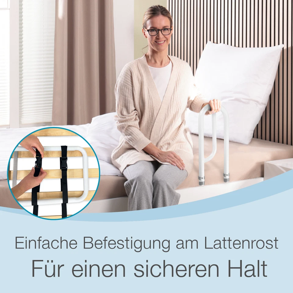 Bett Aufstehhilfe Bettgriff Höhenverstellbarer Haltegriff für Senioren weiß - Bild 3 von 4