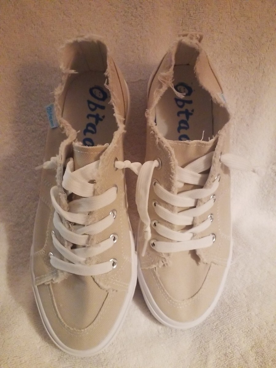 Shoes Tan Beige Canvas Sneaker Size 8 Obtaom Fashion Low Top Slip