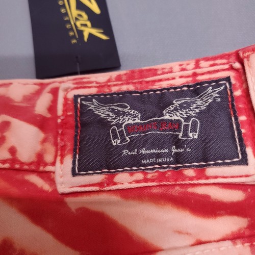 Pantalones de mezclilla Robins para hombre 42 naranja sangre a rayas tinte joya tachonada solapa larga - Imagen 17 de 24