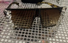 WOMEN'S SUNGLASSES Style Bling Rhinestones Crystals Thick Frame BLACK OVER SIZE