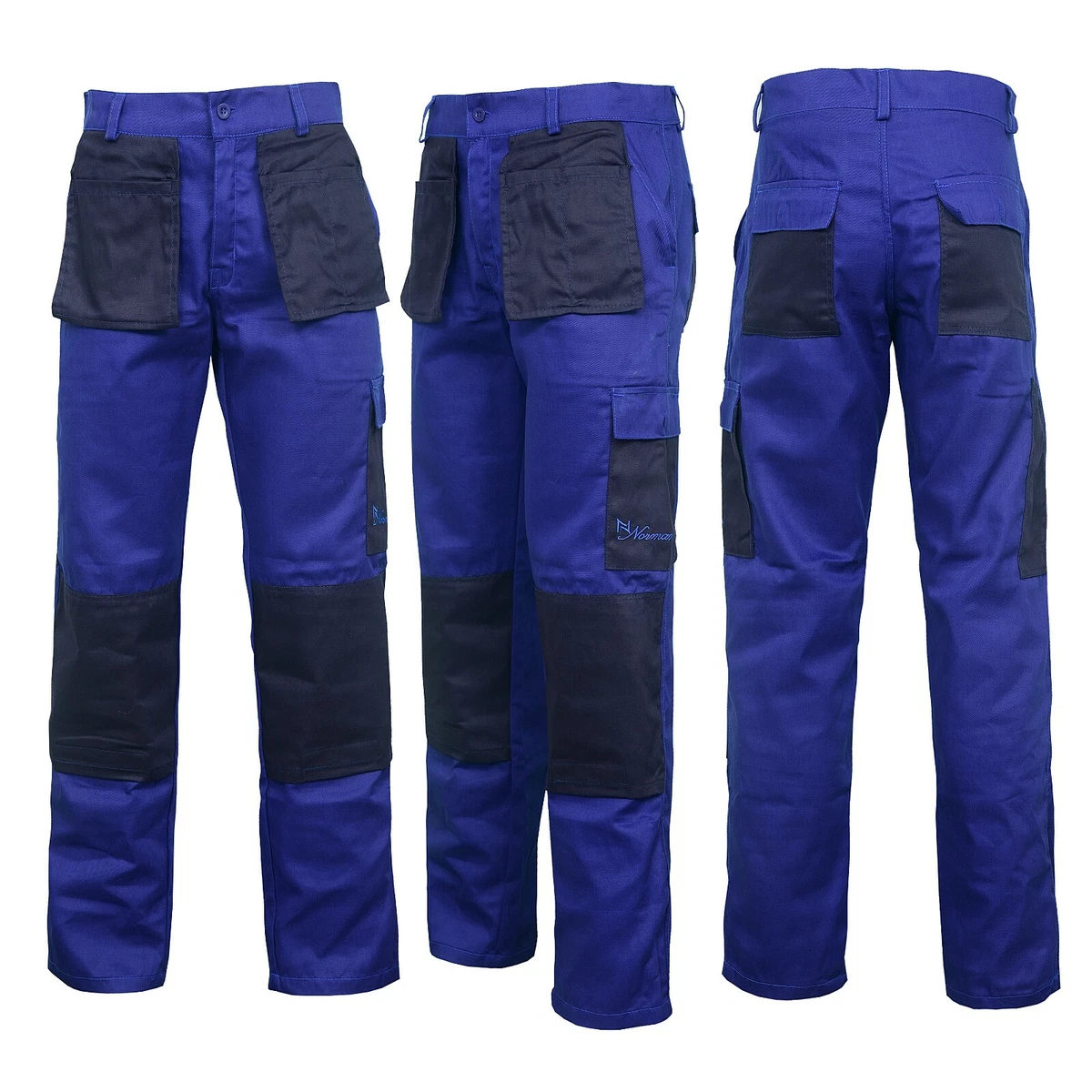 Royal Blue Work Wear Trousers Pants Knee Pad Pockets Men's Cargo Pockets  Cargo