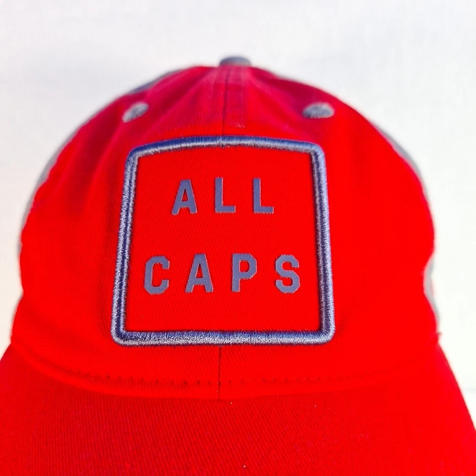Washington Capitals Adidas ALL CAPS Slogan Adjustable Buckle Hat RED Strapback - Image 2 of 4